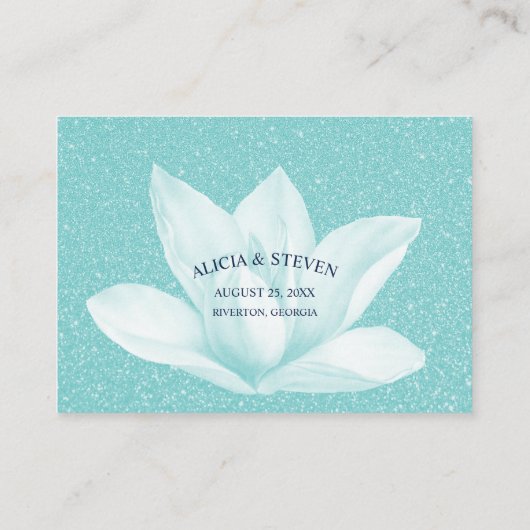 Etheral Crystal Blue Magnolia , Wedding Advieskaart (Achterkant)