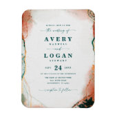 Etheral Dark Blauwgroen & Copper Wedding Invitatio Magneet (Verticaal)
