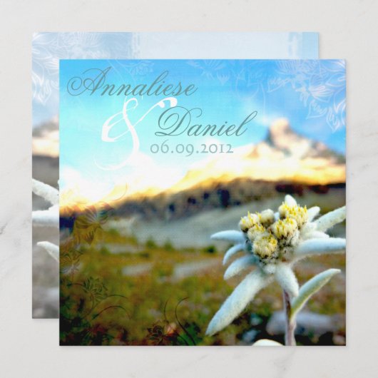 Etheral Edelweiss Wedding Invitation Kaart (Voorkant / Achterkant)
