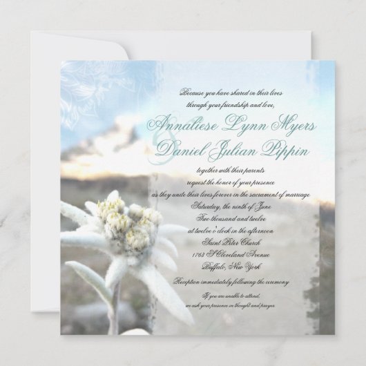 Etheral Edelweiss Wedding Invitation Kaart (Achterkant)