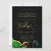 Etheral Emerald Green Gold Wedding Uitnodiging (Voorkant)