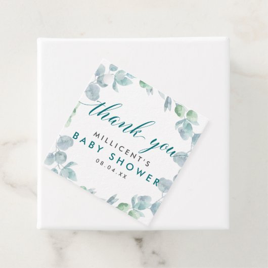 Etheral Eucalyptus Baby shower Dank je wel Bedankjes Labels (In situ)