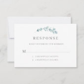 Etheral Eucalyptus Dusty Blue Wedding RSVP Kaartje (Voorkant)