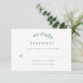 Etheral Eucalyptus Dusty Blue Wedding RSVP Kaartje (Staand voorkant)