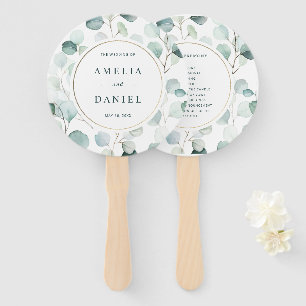 Etheral Eucalyptus Gold Greenery Wedding Program Handwaaier