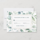 Etheral Eucalyptus Gold Greenery Wedding RSVP Kaartje (Voorkant)