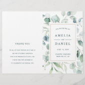 Etheral Eucalyptus Green Wedding Ceremony Programm (Voorkant)