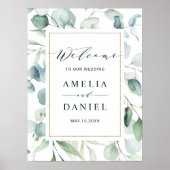 Etheral Eucalyptus Greenery Wedding Welcome Sign Poster (Voorkant)