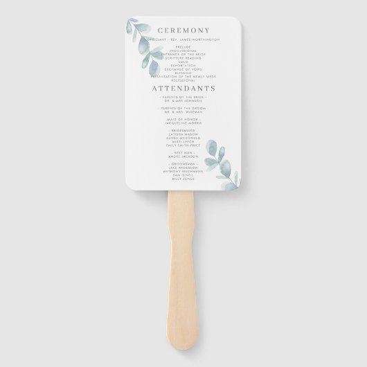 Etheral Eucalyptus Wedding Programme Handje Fan Handwaaier (Achterkant)