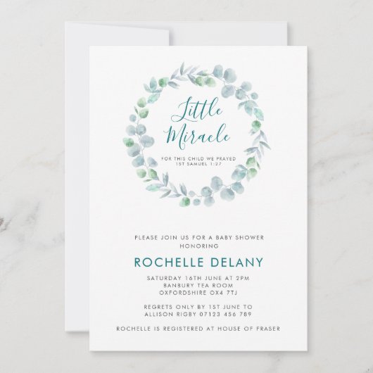 Etheral Eucalyptus WreatscriptBaby shower Kaart (Voorkant)