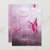Etheral Fantasy Pink Butterfly Event Kaart (Voorkant / Achterkant)
