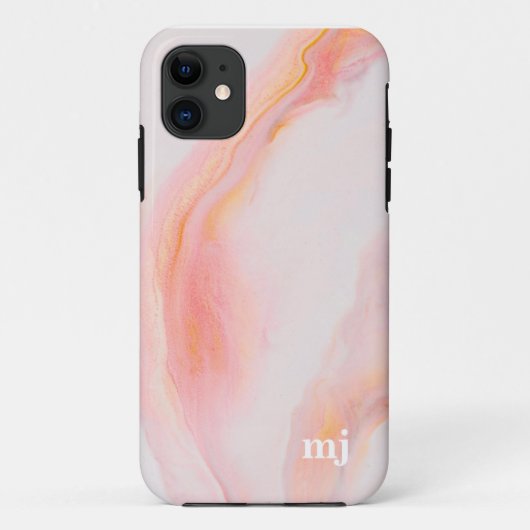 Etheral Feminine Pink Marble met Monogram Case-Mate iPhone Case (Achterkant)