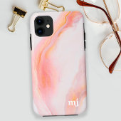 Etheral Feminine Pink Marble met Monogram Case-Mate iPhone Case