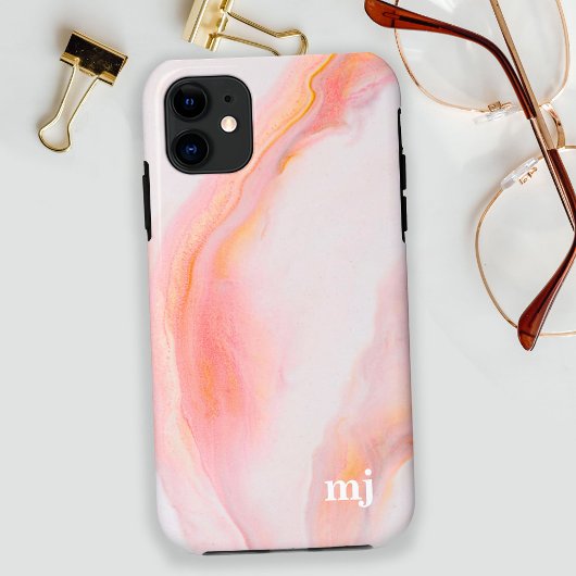 Etheral Feminine Pink Marble met Monogram Case-Mate iPhone Case