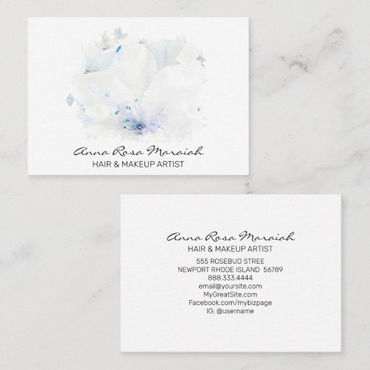 *~* Etheral Flora Azalea Flowers White Neutral Visitekaartje (Voorkant / Achterkant)