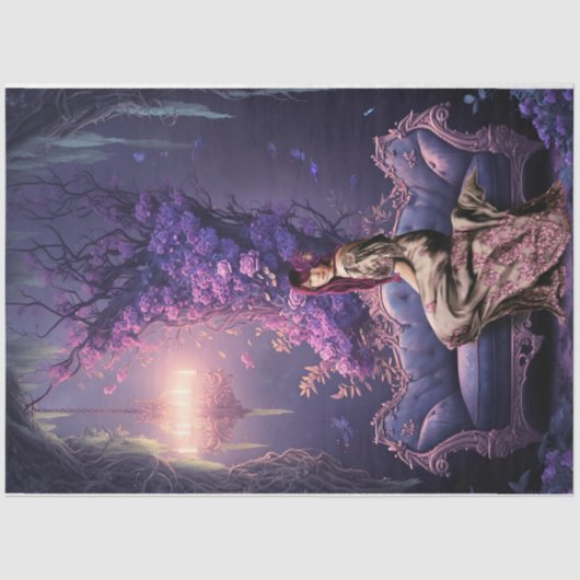 Etheral Floral Forest Portret van een zittende dam Tissuepapier (Voorkant)