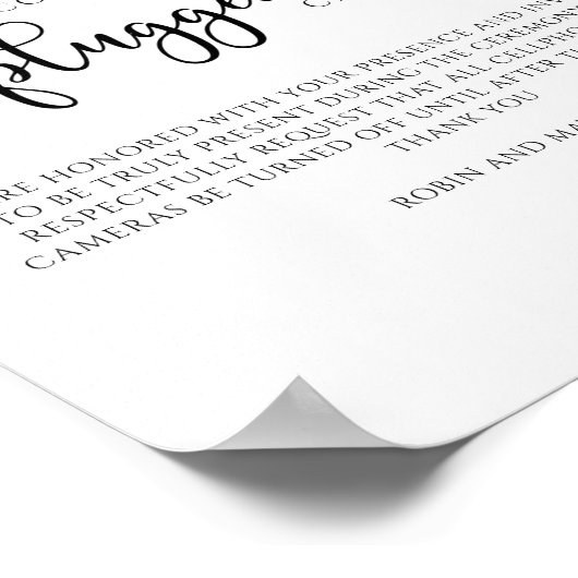 Etheral Floral Unplugged Ceremony Sign Poster (Hoek)