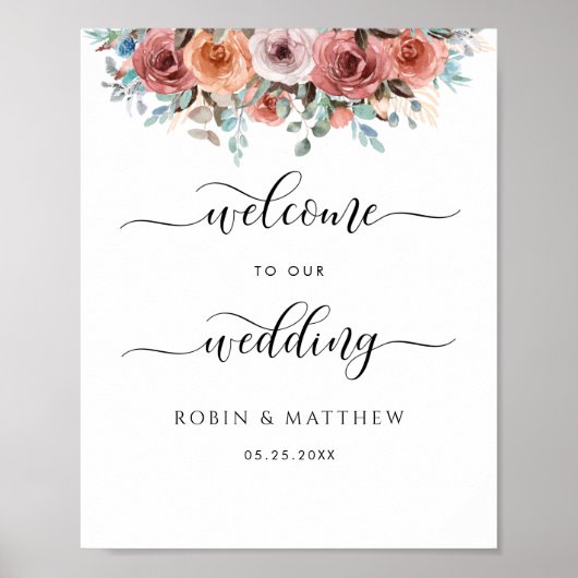 Etheral Floral Wedding Welcome Sign Poster (Voorkant)