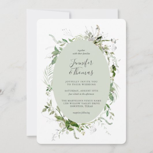 Etheral Garden Greenery Botanical Wedding Kaart (Voorkant)