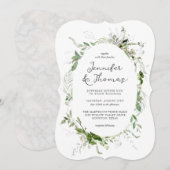 Etheral Garden Greenery Botanical Wedding Kaart (Voorkant / Achterkant)