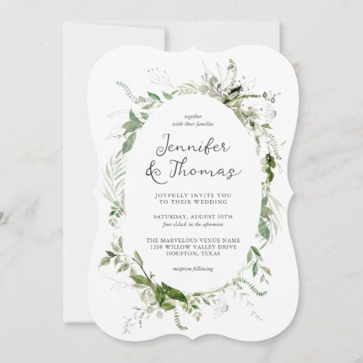 Etheral Garden Greenery Botanical Wedding Kaart (Voorkant)