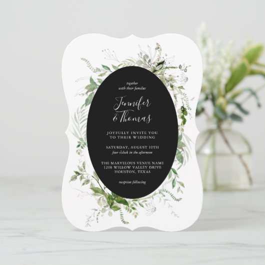 Etheral Garden Greenery Botanical Wedding Kaart (Staand voorkant)