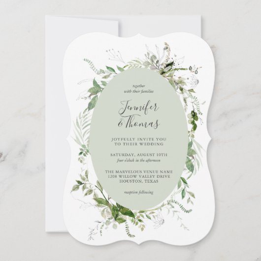 Etheral Garden Greenery Botanical Wedding Kaart (Voorkant)