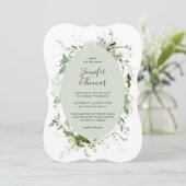 Etheral Garden Greenery Botanical Wedding Kaart (Staand voorkant)