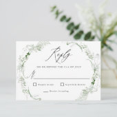 Etheral Garden Greenery Botanical Wedding RSVP Kaartje (Staand voorkant)
