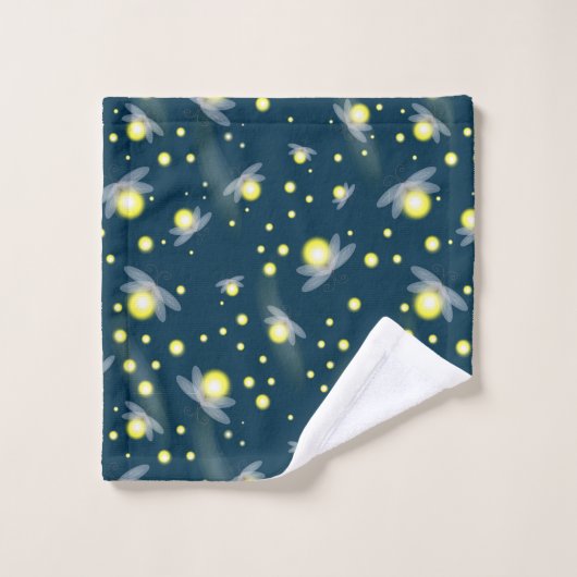 Etheral Ggloing Fireflies bij Night Pattern Bad Handdoek (Wasdoekje)