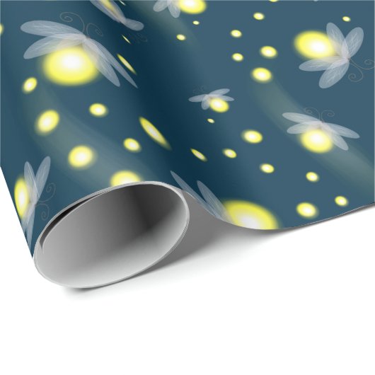 Etheral Ggloing Fireflies bij Night Pattern Cadeaupapier (Rol Hoek)