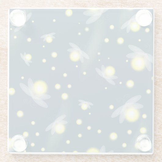 Etheral Ggloing Fireflies bij Night Pattern Glazen Onderzetter (Achterkant)