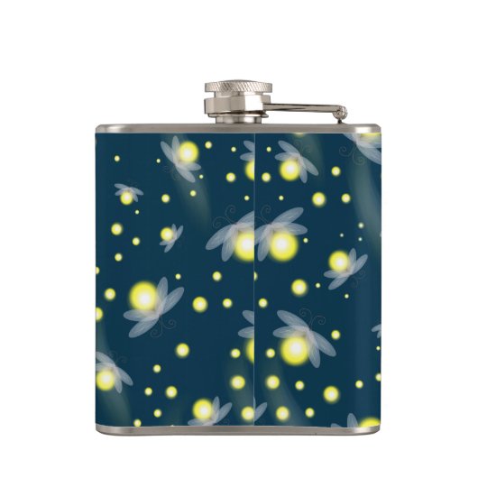 Etheral Ggloing Fireflies bij Night Pattern Heupfles (Achterkant)