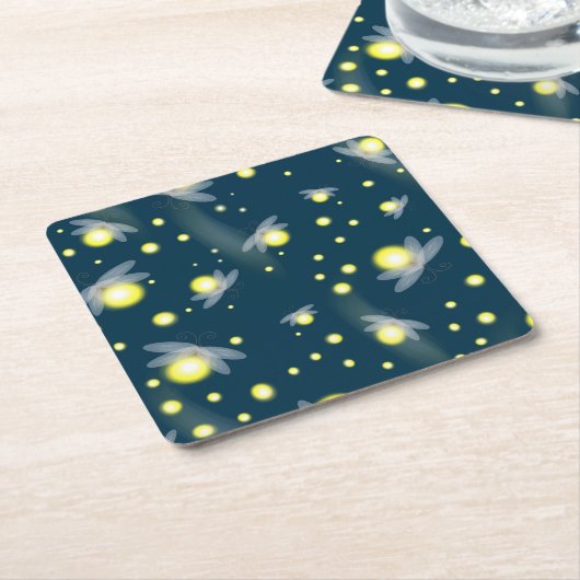 Etheral Ggloing Fireflies bij Night Pattern Kartonnen Onderzetters (Schuin)