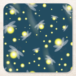 Etheral Ggloing Fireflies bij Night Pattern Kartonnen Onderzetters