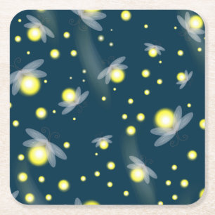 Etheral Ggloing Fireflies bij Night Pattern Kartonnen Onderzetters