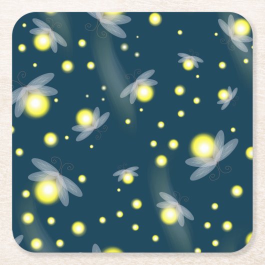 Etheral Ggloing Fireflies bij Night Pattern Kartonnen Onderzetters (Voorkant)