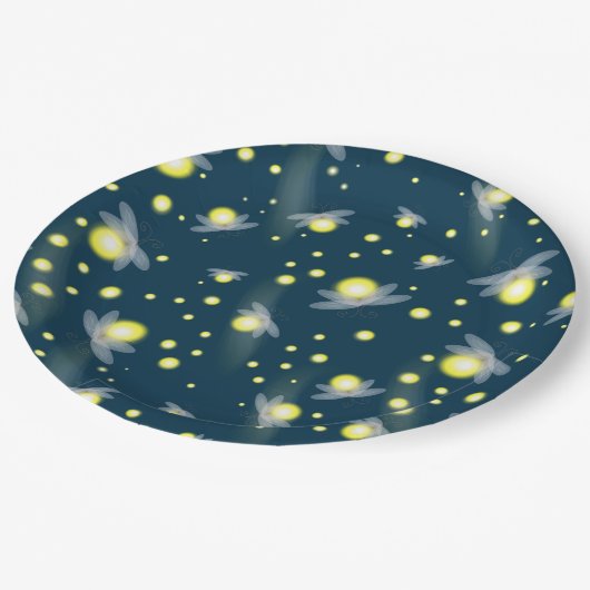 Etheral Ggloing Fireflies bij Night Pattern Papieren Bordje (Gekanteld)