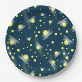 Etheral Ggloing Fireflies bij Night Pattern Papieren Bordje