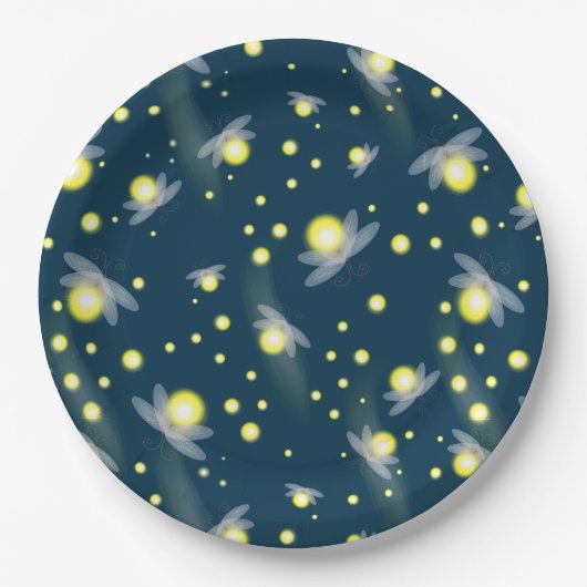 Etheral Ggloing Fireflies bij Night Pattern Papieren Bordje (Voorkant)