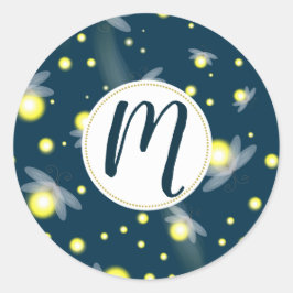 Etheral Ggloing Fireflies bij Night Pattern Ronde Sticker