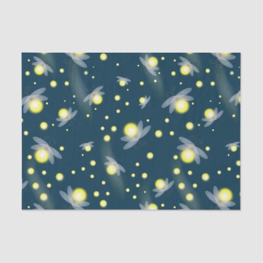Etheral Ggloing Fireflies bij Night Pattern Tissuepapier (Voorkant)
