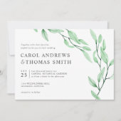 Etheral Green | Chic Botanical Leaves bruiloft Kaart (Voorkant)