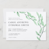 Etheral Green | Chic Botanical Leaves bruiloft Kaart (Voorkant)