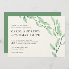 Etheral Green | Chic Botanical Leaves bruiloft Kaart