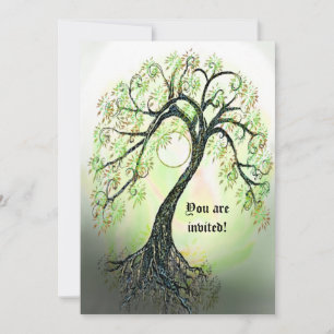 Etheral Green Tree of Life Invitation Kaart