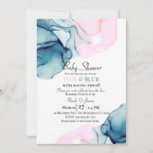 Etheral Inky Blauwgroen Roze & Blue Boy Girl Twins Kaart (Voorkant)