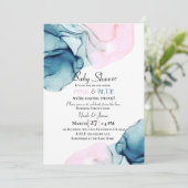 Etheral Inky Blauwgroen Roze & Blue Boy Girl Twins Kaart (Staand voorkant)