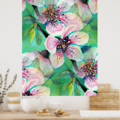 Etheral Japanse Sakura Cherry Tree Flowers Poster (Keuken)