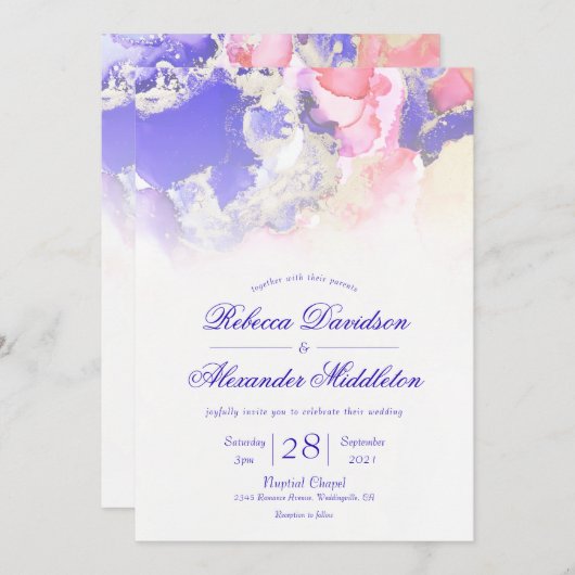 Etheral Jewel Tones Ink Wash Weddenschap Kaart (Voorkant / Achterkant)